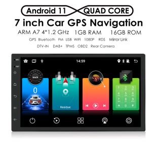 7 inch Double 2Din Touch Screen Android 10 Car Gps Navigation Mp5 Player FM RDS Bluetooth Steering Wheel Control Wifi Headunit