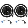 2 x 7" 6000LM Round LED Headlight Halo Angel Eyes for Jeep Wrangler TJ JK CJ w/H4 to H13 Adapter Plug and Play