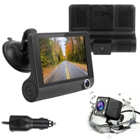 FHD 1080P Touch Screen Car DVR Dash Camera 4In 3 Lens Vehicle Driving Recorder Seamless Loop Recording