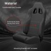 1PC Sport Seat Universal Racing Seats Pair with Dual Sliders, Fabric White Stripe Reclinable Left Right