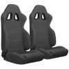 1PC Sport Seat Universal Racing Seats Pair with Dual Sliders, Fabric White Stripe Reclinable Left Right