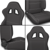 1PC Sport Seat Universal Racing Seats Pair with Dual Sliders, Fabric White Stripe Reclinable Left Right