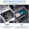 Center Console Organizer Tray Fit For 2021 2022 2023 Tesla Model 3 Model Y Armrest Drawer Storage Box with 2Pcs Silicone Pads