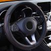 Steering Wheel Cover 14.5in-15in Diameter Universal Fiber Leather Car Steering Wheel Protector