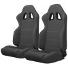 1PC Sport Seat Universal Racing Seats Pair with Dual Sliders, Fabric White Stripe Reclinable Left Right