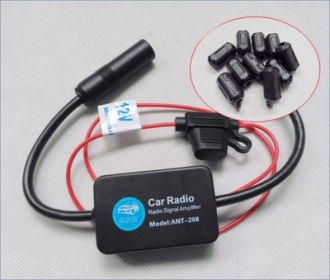 The Fourth Generation 12V Car Radio FM Antenna Signal Amplifier (Option: B)