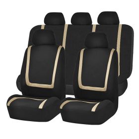 Fully Enclosed Four Seasons Universal Car Seat Cushion Seat Cover (Option: Beige Black 9 Piece Set)