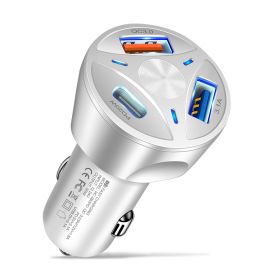 PD USB Car Charger Fast Charging Type C USB Phone Adapter in Car For iPhone 13 Pro Xiaomi Huawei Samsung Car Quick Charger (Plug Type: 2U and 1PD White, Ships From: China)