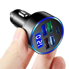 PD USB Car Charger Fast Charging Type C USB Phone Adapter in Car For iPhone 13 Pro Xiaomi Huawei Samsung Car Quick Charger (Plug Type: 4U and 1PD Black, Ships From: China)