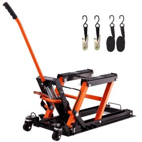 VEVOR Hydraulic Motorcycle Lift Jack, 1500 LBS Capacity ATV Scissor Lift Jack, Portable Motorcycle Lift Table with 4 Wheels, Hydraulic Foot-Operated H (Load Capacity: 1500 lbs)