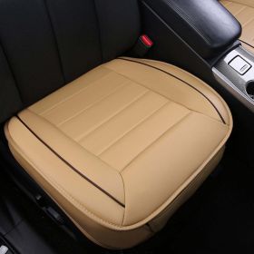 Full Surround Front Car Seat Cover Leather Pad Mat Auto Chair Cushion Protector (Color: Beige, Qty: 1pc front cover)