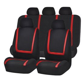 Fully Enclosed Four Seasons Universal Car Seat Cushion Seat Cover (Option: Red And Black 9 Piece Set)