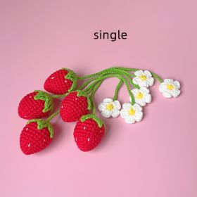 Wool Crochet Woven Strawberry Pendant (Color: Red)