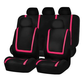 Fully Enclosed Four Seasons Universal Car Seat Cushion Seat Cover (Option: Pink Black 9 Piece Set)